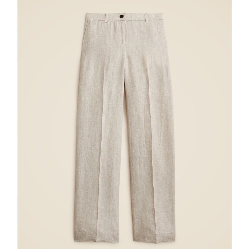 NWT J. Crew Harbor Pants in Linen Wide-Leg Trouser Light Beige - Medium
